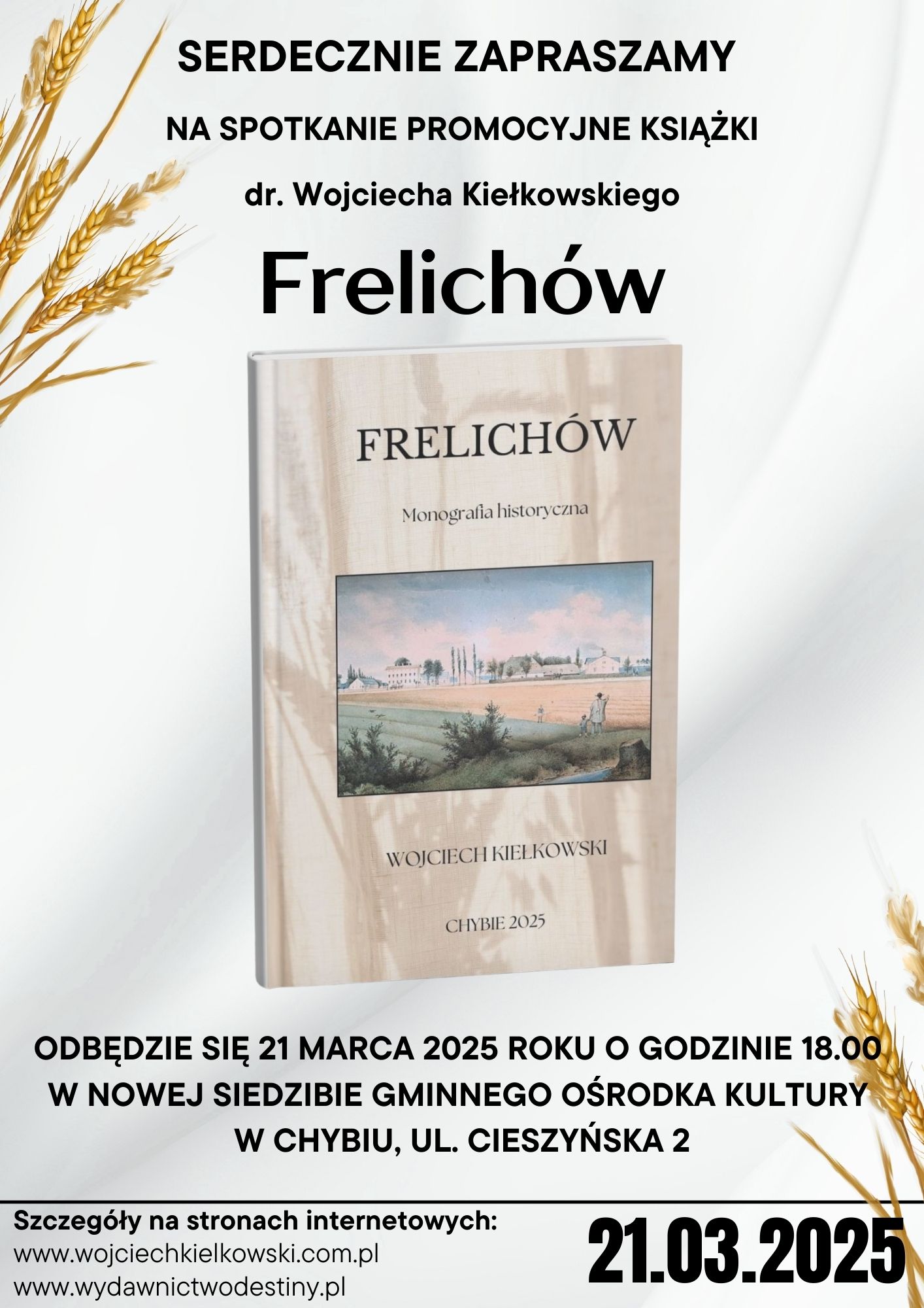 Plakat spotkania promocyjnego książki Frelichów