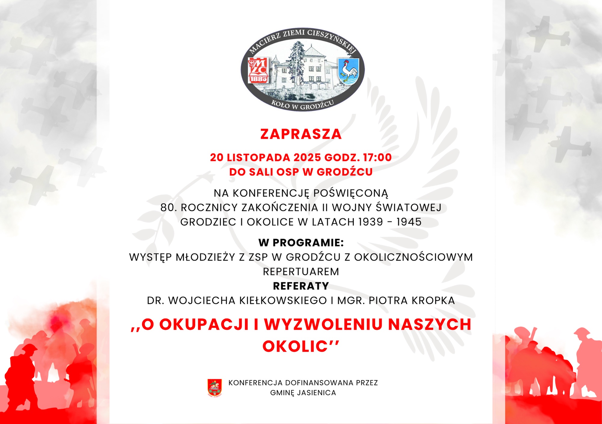 Plakat konferencji O okupacji i wyzwoleniu naszych okolic